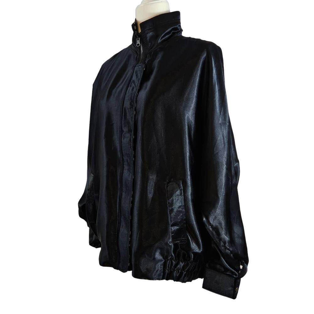 VTG EUC 80s Reversible Zip-Up Polka Dot & Solid Jacket Sz. 2XL‎ Dark Blue